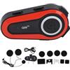 MechKit Casco Moto Auricolare, Bluetooth Cuffia 5.0 IPX6 Impermeabile 1200 MAh 1000M Cuffie per Caschi con Intercomunicatore (Rosso)