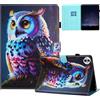 Generico DayQiQiPu Custodia per Honor Pad 10 HEY3-N09, HEY3-W00 (12,1 Pollici) Caso in pelle PU Cover Ribaltabile a Portafoglio Guscio con Supporto e Auto Wake/Sleep Motivo di Gufo Colorato 05