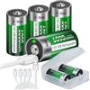Palogreen 6 batterie ricaricabili Baby C USB 6000 mWh - 1,5 V/litio ricaricabili C batteria ad alta capacità con cavo di ricarica di tipo C, ricarica rapida 3 ore