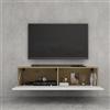 doporro Mobile Porta TV Sospeso 120 cm con 2 Ante per Soggiorno | Finitura Bianco Opaco + Marrone Chiaro, Installazione Sospesa a Parete, Struttura a 2 Ante, Madia Consolle per Salotto