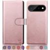 SUANPOT progettazione per Google Pixel 11/Google Pixel 11 Pro 6.3 Blocco RFID Portafoglio Slot CarteSupporto Cellulare Magnetica custodia Pelle Sintetica Cover per Pixel 11 Oro Rosa