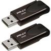 PNY Attaché 4 - Chiavetta USB 2.0 da 64 GB, confezione da 2 | Durevole, leggero, design con colletto scorrevole, anello portachiavi per un facile trasporto, spazio mobile essenziale per