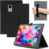 MEMELOKA Custodia per Teclast M50t 10 Pollici, Leggera e Sottile Custodia in Pelle PU con Cinturino da Polso, Morbido Cover con Funzione di Supporto, Nero