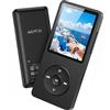AGPTEK 64GB Lettore MP3 Bluetooth 5.3,MP3 Lettore con Altoparlanti Sportivo | Musicale HiFi Lossless Portatile, Radio FM/Registrazione, (Cuffie Non Incluse), Nero