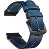 CeiBand Cinturinio Pelle Compatible con Garmin Quickfit 22mm/26mm, Uomo Donna Morbido Vintage Cintura Cinturino per Garmin Quickfit 22mm/26mm (Blu)
