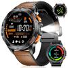 LIGE Orologio intelligente da uomo, chiamate Bluetooth, torcia LED, 1,43 AMOLED Smartwatch da uomo con 100+ modalità sportive, bussola/barometro/altimetro, compatibile con iOS e Android, pelle