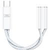 VUM Adattatore Audio Hi-Res USB-C a Doppio Jack 3,5 mm per Cuffie Stereo | Sdoppiatore Audio Stereo Hi-Fi 1-in 2-Out, DAC 32bit/384kHz Hi-Res, Ingresso Microfono TRRS HD, Cavo OFC Placcato Argento