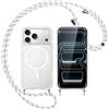 Yoedge Trasparente Glitter Cover Magnetica con Cordino per iPhone Air/iPhone 17 Air, Custodia Bling Brilla Tracolla Compatibile con MagSafe Magnetico Ricarica Wireless Case per iPhone 17 Air, Bianco