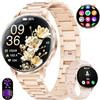HIRREO Smartwatch da donna rotondo, 1,27, con funzione telefonica, orologio fitness con frequenza cardiaca, pressione sanguigna, monitoraggio del sonno, SpO2, 110 modalità sportive, fitness tracker, IP68