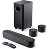 Majority Bowfell Halo Soundbar TV con Subwoofer e Altoparlanti Satellitari | 230W Casse per TV con HDMI eARC | Dolby Surround Home Theater 5.1 Impianto Audio Cablato | Soundbar PC Bluetooth 5.3