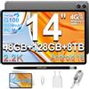 TECLAST T70PRO Tablet 14 2.2K Gaming Tablets Android 16, Helio G100 2.2GHz Octa-Core, 10000mAh/18W, 4G LTE Dual SIM 5GWiFi, 48GB+128GB+8TB TF, Mode PC, Widevine L1/GPS/13MP/Gemini AI Tablet con Penna