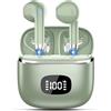 POMUIC Nuovo Cuffie Bluetooth 5.4, Auricolari Bluetooth in Ear con 4 ENC Microfoni, 40 Ore di Riproduzione, Display LED, IP7 Impermeabile Cuffiette Bluetooth, Cuffie Senza Fili per Sport e Lavoro Verde