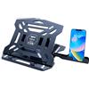 iggual - Supporto per portatile fino a 17 con 8 angoli di inclinazione, supporto ergonomico pieghevole con supporto per cellulare e base antiscivolo per tavolo e ufficio (RPSV17A)