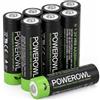 POWEROWL 8 Batterie Ricaricabili AA, Batteria NiMH da 2800 mAh | Batterie Ricaricabili AA Lunga Durata da 1,2 V