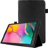 TECHGEAR Custodia in Pelle per Nuovo Samsung Galaxy Tab A 10.1 2019 (SM-T510 / SM-T515) Custodia Protettiva di alta qualità in PU Pelle con supporto e cinturino a mano [Nero]