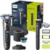 Philips Shaver Series 7000 - Rasoio elettrico Wet & Dry con tecnologia SkinIQ cromato scuro con rifinitore a scomparsa, Quick Clean Pod e cartuccia, OneBlade Philips (modelli S7887/78 e QI1864/20)