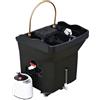lovtuwr Head Spa Equipment - Stazione di lavaggio per shampoo, con serbatoio dell'acqua da 60 l, 4 rotelle universali, lettino massaggiante, accessorio per vapore Optiona (Black-1)