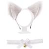 YSJCHEBS Fascia Per Orecchie Di Gatto Da 1 Pezzo E Colletto Da 1 Pezzo, Fascia Per Capelli In Peluche Carina, Fascia Per Animali Creativa, Accessori Per Costumi Cosplay (Bianco)