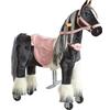 PONNIE Cavallo Giocattolo Domino S con Ruote per Bambini 3-6 Anni (30 kg) - Cavallo Cavalcabile Senza Batterie - 87 cm - Sella Rimovibile Rosa - Criniera e Coda Pettinabili