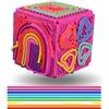 OnlyPRIME Cubo Sensoriale Montessori 3D, Sensory Activity Board Silicone, Giochi Sensoriali, Cubo Antistress con 20 Cordoncini