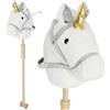 AIYAPLAY Testa di Cavallo con Bastone di Legno, 95 cm, Bianco | Design unicorno, suoni e ruote, cavallo giocattolo per bambini