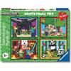 Ravensburger - Minecraft, Puzzle Bambini 5+ Anni, Con 4 Puzzle Da 100 Pezzi | Include 4 puzzle da 100 pezzi di Minecraft, educativi e divertenti, ideali come regalo originale per bambini dai 5 anni.