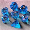 BESCON DICE Set di 7 dadi poliedrici sfaccettati in cristallo, per DND, giochi da tavolo e collezionisti, confezione in scatola di latta, effetto pietra preziosa (blu marino)