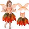 Mishopy Costume da Fata Bambina con Ali Vestito Fata dei Fiori | Travestimento Fatina per Carnevale Halloween Compleanno Festa in Maschera Giochi di Ruolo e Cosplay 4 5 6 7 8 9 10 Anni