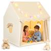 eSynic Tenda da Gioco per Bambini con Luci LED Decorative, Casetta Stanza di Attività Giochi con 2 Finestre per 2-3 Piccoli, Angolo da Lettura Studio, Facile da Montare - Beige a Quadri