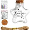 Rieoany Bottiglia Decorativa con Tappo in Sughero, Artigianale e Personalizzabile, Barattolo dei Desideri con Paillettes e 6 Rotoli di Carta Colorata per Messaggi, Idea Regalo per Compleanno