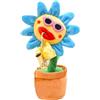 Generico Peluche Girasole - Interattivo Parlante E Cantante Con Luminose, Registrazione E Ripetizione Vocale | Peluche Morbido In ABS Con Sassofono Per Gioco E Decorazione Casa