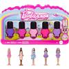 Barbie Mini BarbieLand - Fashionistas, set con 5 mini bambole in contenitori a forma di smalto per unghie, tutte a sorpresa e da collezionare, giocattolo per bambini, 4+ anni, JGL28