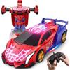 Vimtoys Macchina Telecomandata Robot con Ragnatela Luminosa, Trasforma Robot Giocattolo per Bambini 3 4 5 6 7 8 9 Anni, 2,4 GHz 360°Auto RC Trasformabile, Occhi LED e Luci, Regalo Natale Compleanno 3-12 Anni
