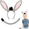 Hifot Set di 2 costumi da asino, con orecchie d'asino, fascia e coda grigie, per bambini e adulti, per cosplay, Halloween, carnevale, presepe, feste a tema