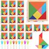 Turiueba Tangram Bambini Legno Pack 20 Gadget Compleanno Regalini Fine Festa Bambina Rompicapo Regali Mini Puzzle + 10pcs Manine Appiccicose Bambini Invitati Libricini Giochi Giochini Bambino Kit Alunni Set