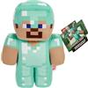 Mattel Minecraft - Diamond Steve, morbido peluche da collezione con design pixelato ispirato al personaggio del famoso videogioco, giocattolo per bambini, 3+ anni, HPP23