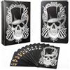 Hifireelf Carte da gioco ispirate al teschio, in PVC impermeabile, carte da poker con design a teschio, altamente flessibili (stampa argento stile gotico)