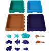 CT SPORTS Sensory Play Tray Set - 4 vassoi per attività con sabbia e acqua con 9 modelli di gioco e 2 strumenti di gioco per giochi disordinati, giochi sensoriali e composizioni creative