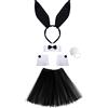 SATINIOR Set di Accessori per Coniglietti da Donna Cerchietto Coda, Nero | Costume Completo, Cerchietto, Orecchie di Coniglio, Polsini, Papillon al Colletto, Coda, per Cosplay di Pasqua