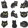 Buwexuxo Gatto Nero Set di Toppe Ricamate termoadesive Design Scuro | 9 toppe stiranti con gatto nero per tessuti e vestiti, per riparazione e decorazione fai-da-te.
