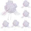 ACKKOR 6 Fiocchi grandi in nastro regalo | Fiocchi da tirare | Fiocchi bianchi | Grande fiocco per confezioni regalo, auto, cesti, matrimonio, San Valentino, compleanno, Natale, fiori (Bianco a cinque fili)