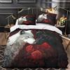 YVASPQRTW lupo bianco 3D Stampa Coperteletto 3pz Microfibra Leggera Fantasia romantica Coperta Letto 2 federe Resistente Arredo Camera Coppie King（220x240cm）