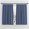 PONY DANCE Tende Corte Oscuranti Termiche Isolanti per Camera da Letto | per Cucina, per Finestre Piccole, Blackout, per Interni, con Passanti, Privacy, 2 Pezzi L 140 x A 145 CM, Blu Foschia