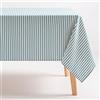 GAMUSI Tovaglia antimacchia rettangolare tessuto cotone impermeabile a righe acqua marina, 160 x 300 cm