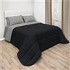 NARCISO Piumone Matrimoniale Invernale Design Double Face, Trapunta Invernale Matrimoniale Copriletto Caldo da 380gr/m² Made in Italy in Morbida Microfibra (Grigio Chiaro/Nero)