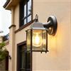 XINYASEE Lanterna da parete vintage per esterni,applique da esterno in ferro nero con pannello in vetro trasparente,luce da portico impermeabile IP44 per porta d'ingresso,patio,giardino,(BD-001)
