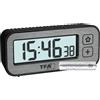 TFA Dostmann Mini sveglia digitale con temperatura e umidità Switch, 60.2039.10, con valori massimi e minimi, con sveglia e orologio al quarzo, sveglia da viaggio, piccola, non ticchettio, grigio con