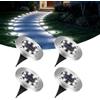 Caldarax 4 Pezzi Luci Solari da Giardino, 8 LEDs Lampade Solare da Terra, IP65 Impermeabile, Faretti Sepolta Solari a da Esterno per Prato, Vialetto, Marciapiede, Patio, Piscina (Bianco Freddo)