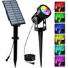 T-SUNUS Faretti Solari da Giardino Colorate, Luci Solari Esterno Giardino RGB Decorative con 6 Colori Lampada Solare da Esterno IP65 Impermeabile Per Cortile Vialetto Alberi Natale