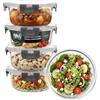 Igluu Meal Prep Contenitori Vetro per Alimenti Tondi (Set da 5) - 650ml | Coperchio Ermetico e Senza BPA - Adatti a Forno, Friggitrice ad Aria, Microonde, Freezer e Lavastoviglie - Vetro Borosilicato